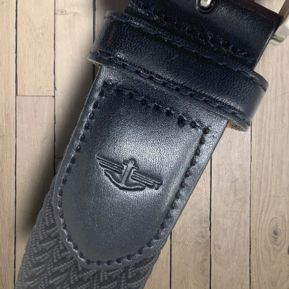 Vintage Y2K Dockers Men's Sz 38 Black Braided Twill Belt Silver Hardware